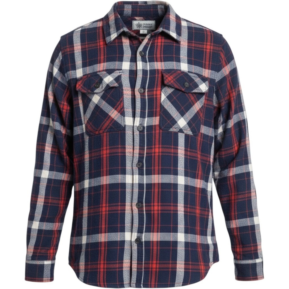 Alpine Design Mens Plaid Flannel Shirt Navy Blue Red White Long Sleeve Size‎ M